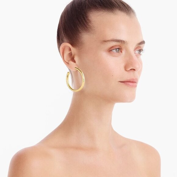 J Crew Womens One Size Tube Burnished Gold Large Hoop Earrings K4195 $39 - Picture 1 of 7